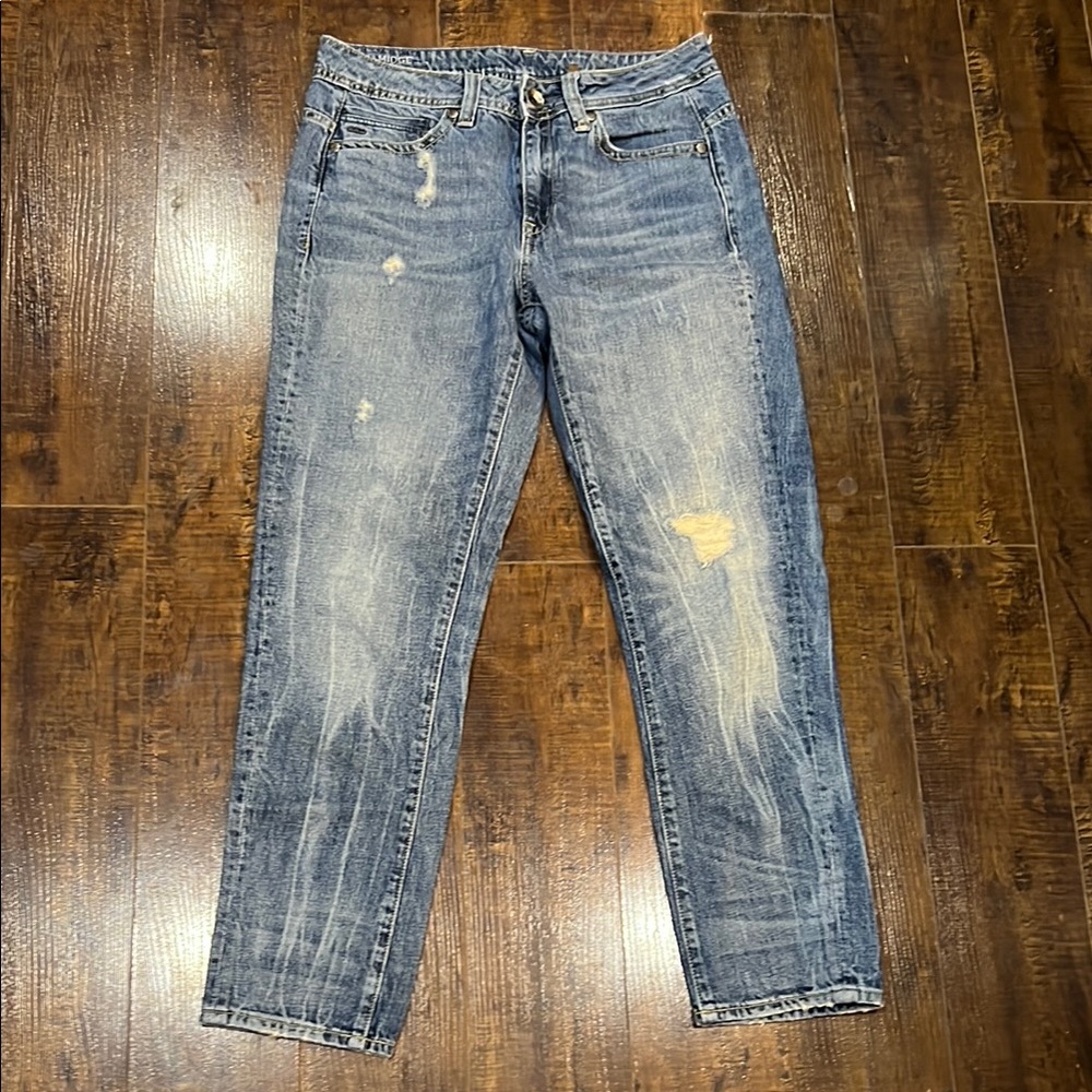 G-Star Women's Distressed Blue Boyfriend Jeans